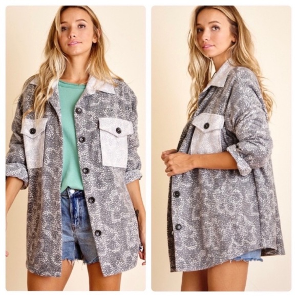 Brushed Print Soft Shacket - Picture 2 of 6